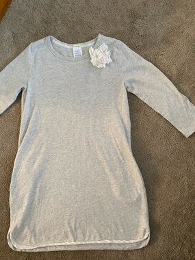 Light Gray Long Sleeve Floral Accent dress